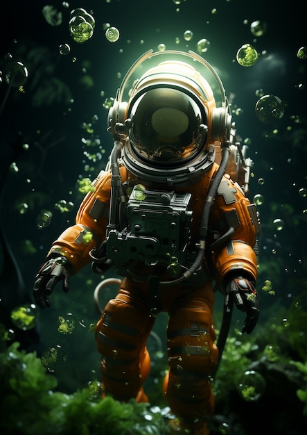 Free photo astronaut diving  digital art