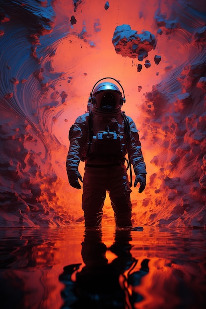 Free photo astronaut diving  digital art