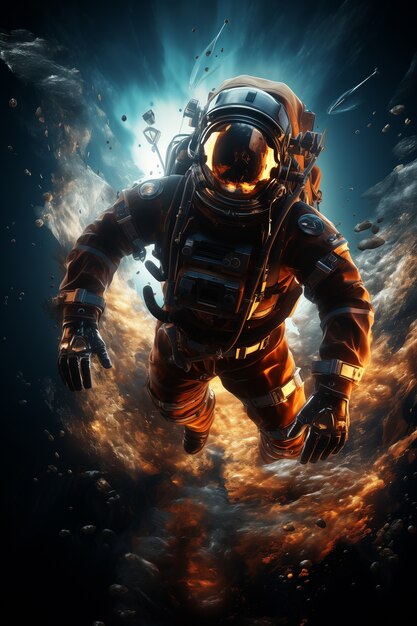 Astronaut diving  digital art