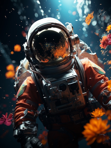 Free photo astronaut diving digital art