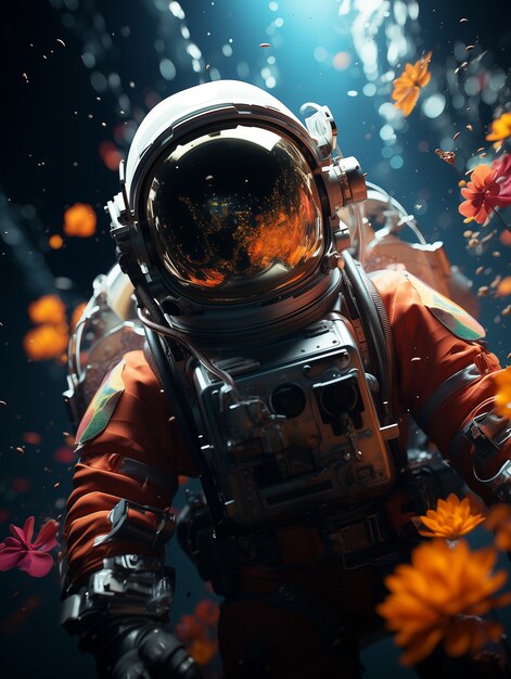 Astronaut diving digital art