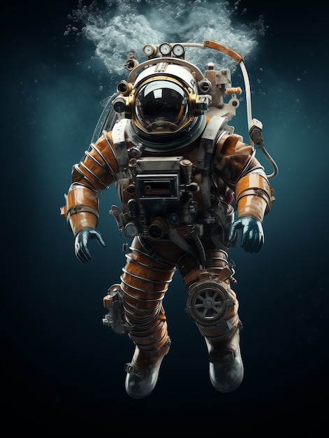 Free photo astronaut diving digital art