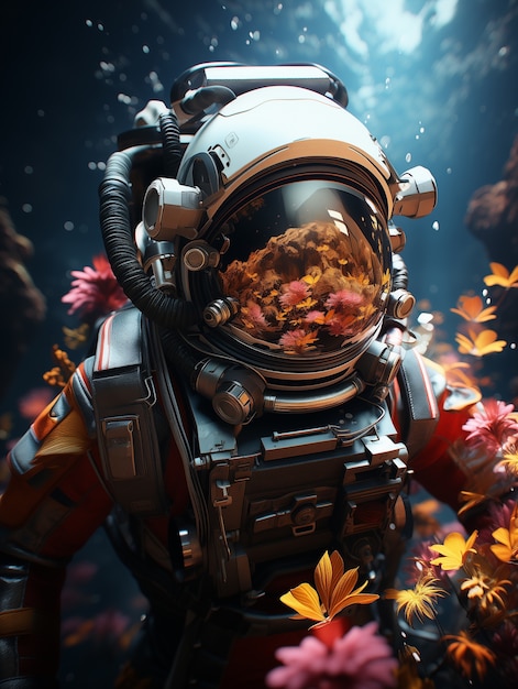 Astronaut diving digital art