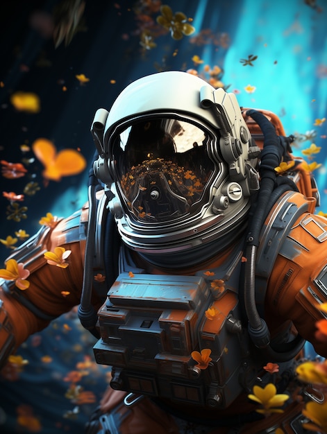 Free photo astronaut diving digital art