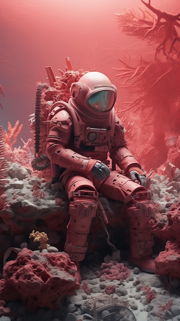 Astronaut diving  digital art