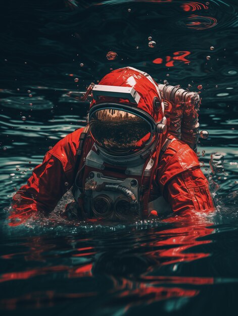 Foto gratuita arte digitale subacquea dell'astronauta