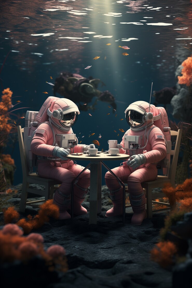 Free Photo astronaut diving  digital art