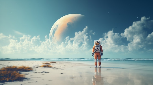 Free photo astronaut diving  digital art