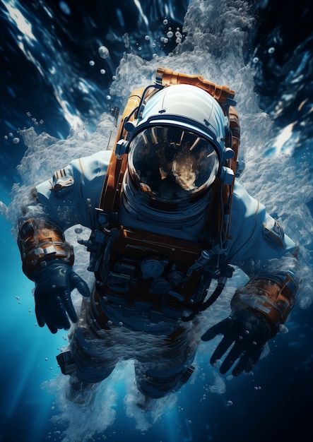 Astronaut diving  digital art