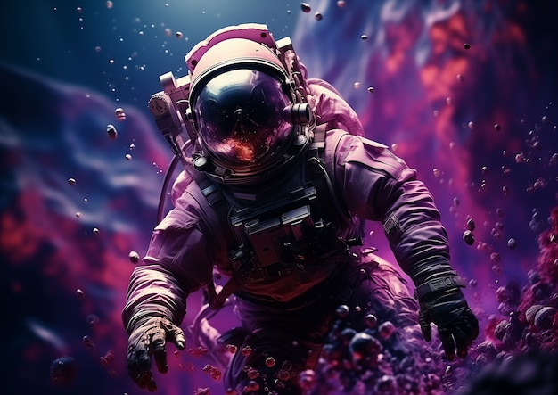 Free photo astronaut diving  digital art