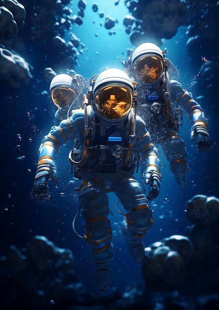 Free photo astronaut diving  digital art