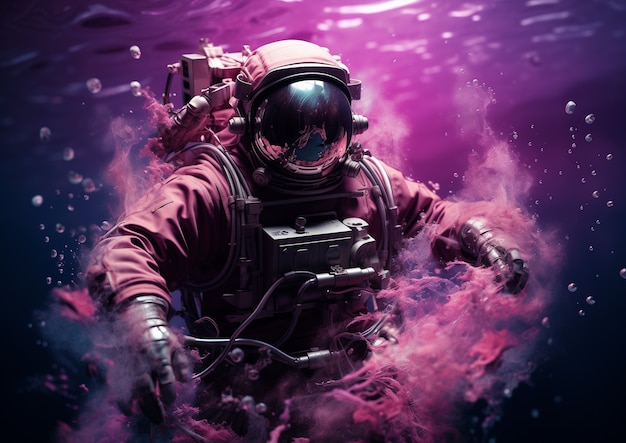 宇宙飛行士のダイビング デジタル アート