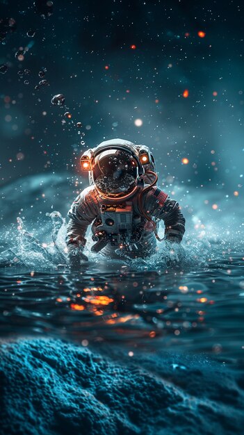 Astronaut  diving in the ocean