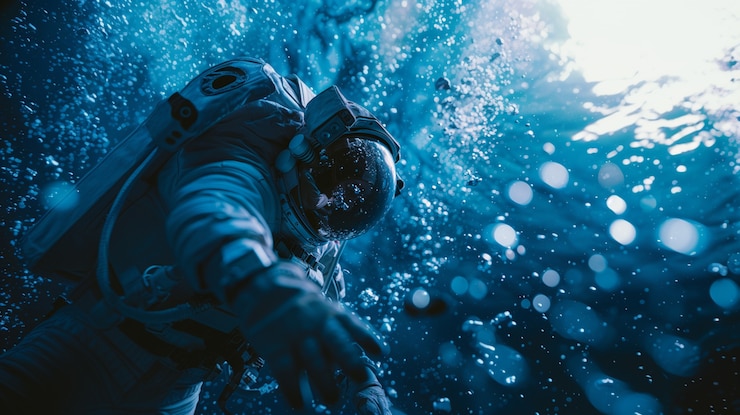 Free Photo astronaut  diving in the ocean