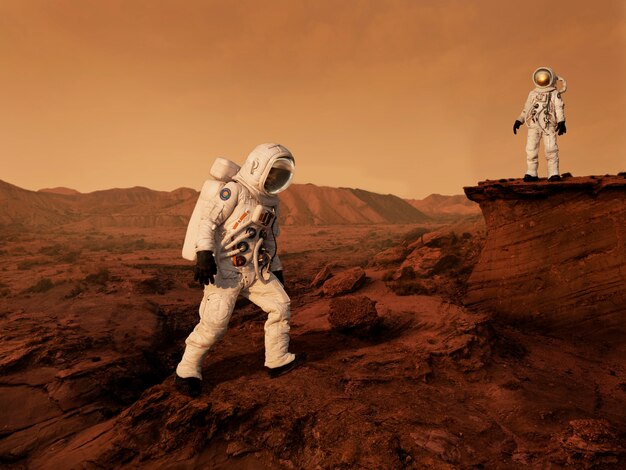Astronaut on mars collage
