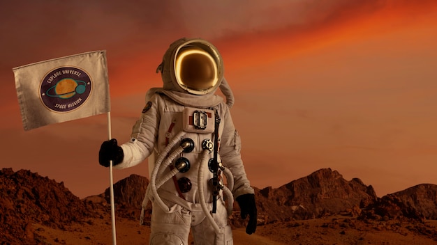 화성 콜라주에 우주 비행사