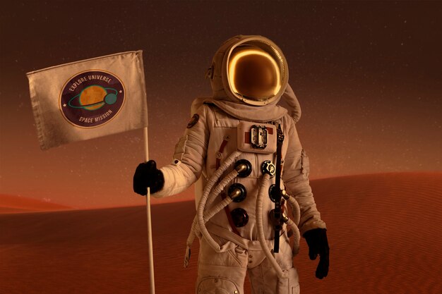 Astronaut on mars collage