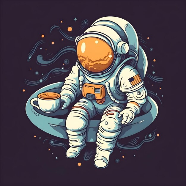 Astronaut on the moon Vector illustration on a dark background