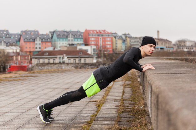 Athlete doing push ups