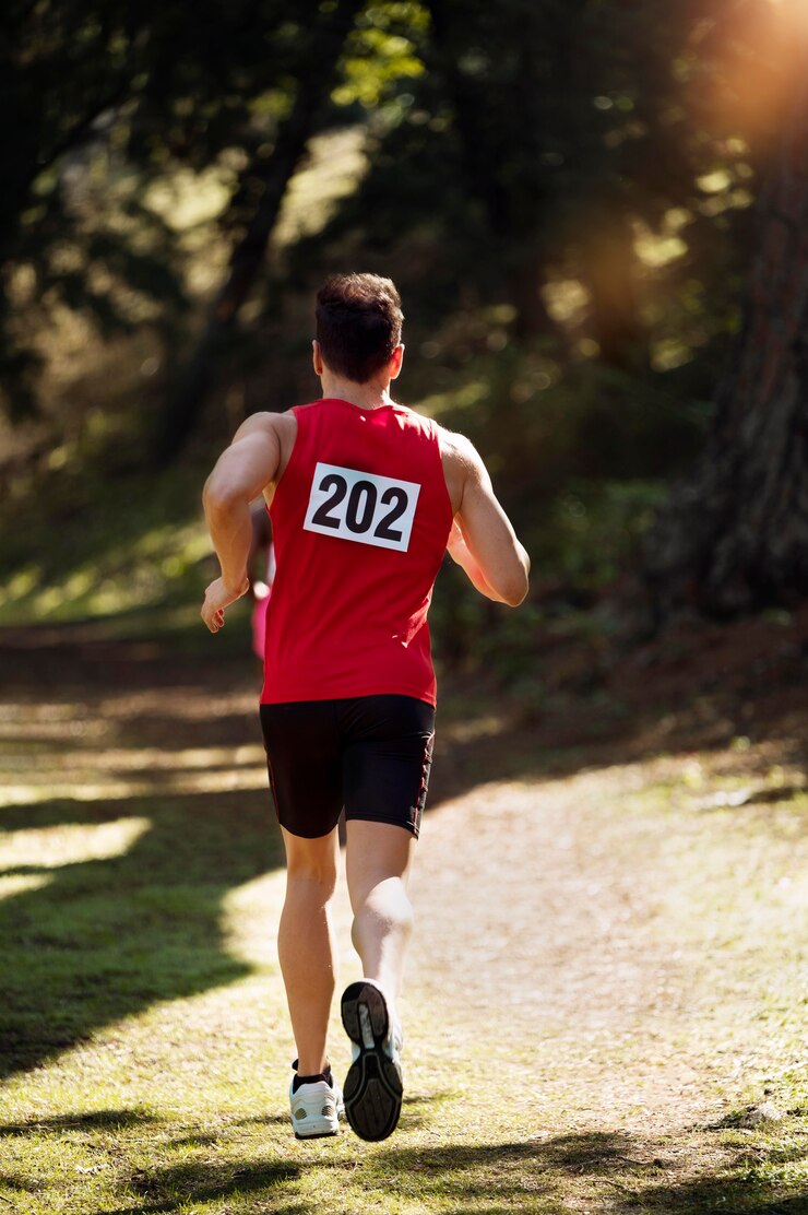 Free Photo athletic man participating in a cross country