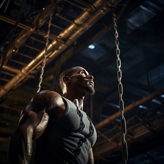 Athletic man practicing gymnastics to keep fit