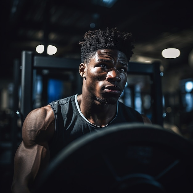 Foto gratuita uomo atletico che pratica ginnastica per mantenersi in forma