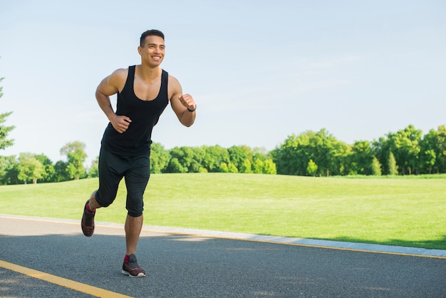 Athletic man practicing sport outdoor