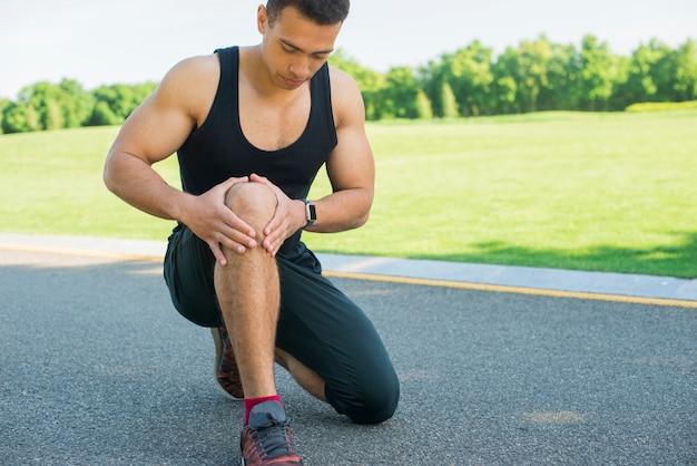 Athletic man practicing sport outdoor