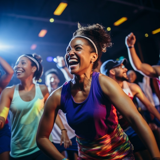 Athletic people exercising and working out