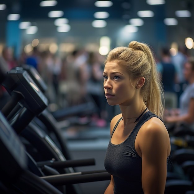 Athletic woman exercising in the gym to keep fit