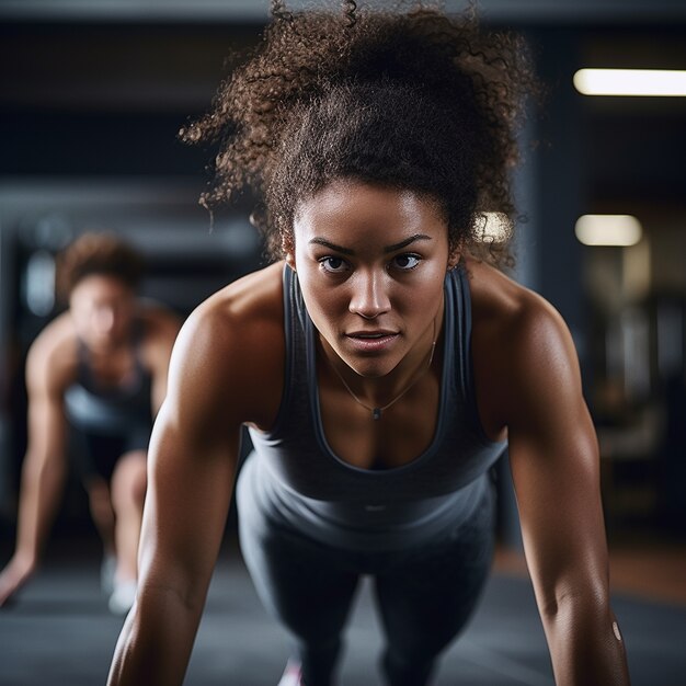 Athletic woman exercising in the gym to keep fit