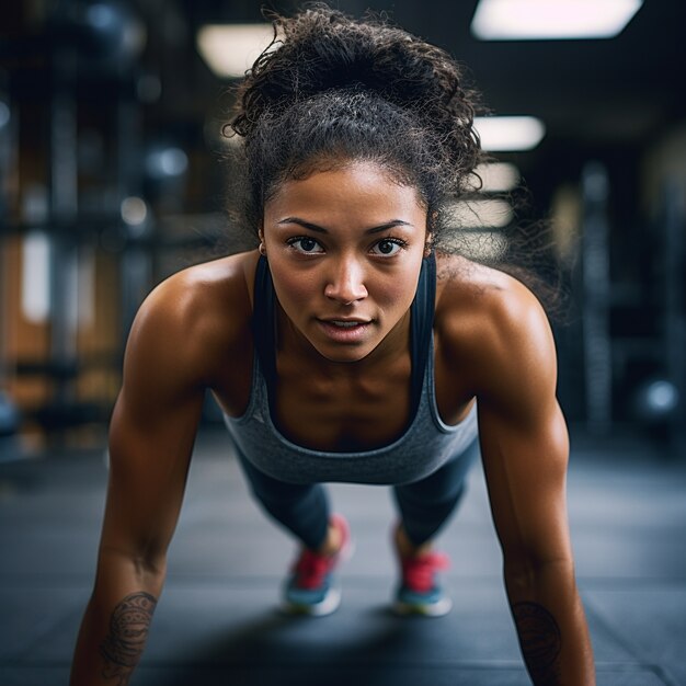 Athletic woman exercising in the gym to keep fit