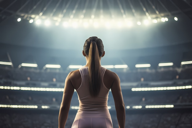 Athletic woman practicing gymnastics