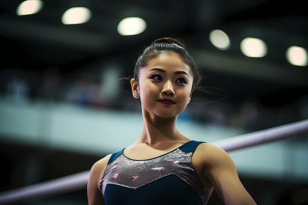 Free photo athletic woman practicing gymnastics