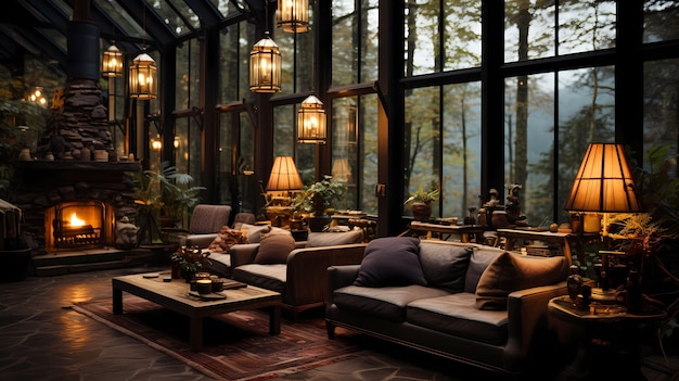 Free photo atmospheric woodland imagery of a living room