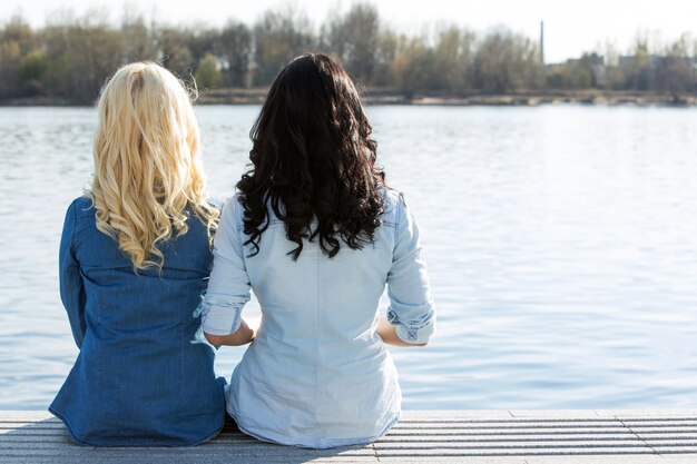 Attractive best friends outdoor