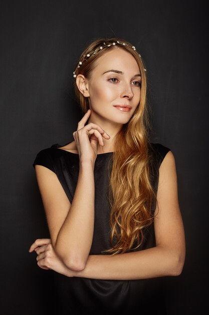 Attractive girl in a black shirt