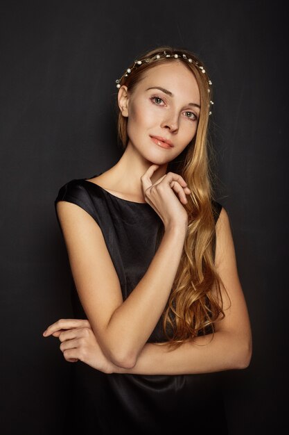 Attractive girl in a black shirt