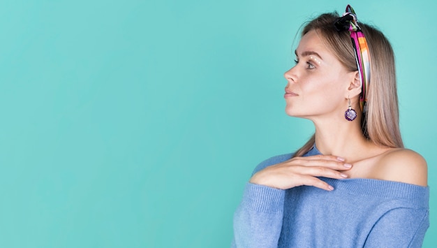 Attractive lady posing with copy space