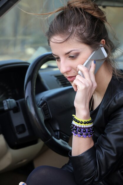 Attractive woman in the car