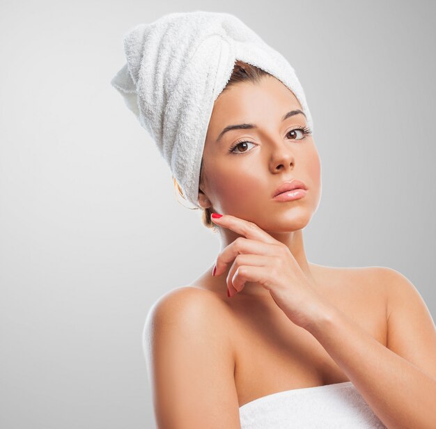 Attractive woman in towel