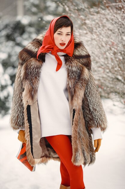 Attractive woman in wintertime outdoor