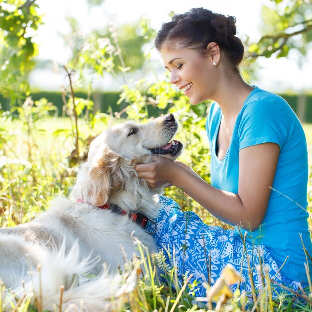 Attractive woman with dog