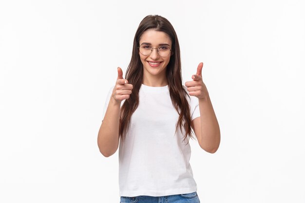 attractive young female coworker in glasses