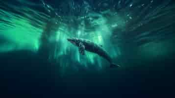 Foto gratuita paesaggio dell'aurora boreale sopra il mare