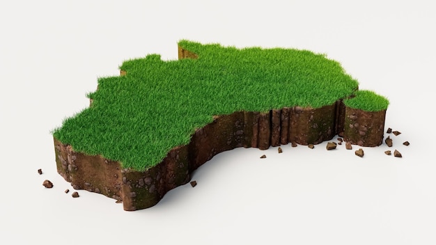 Australia country grass and ground texture map 3d illustration