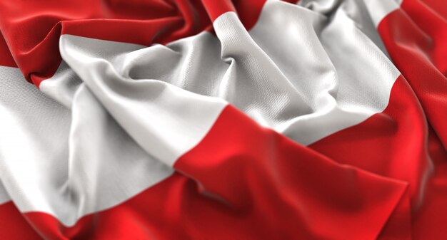 매크로 클로즈업 샷 흔들며 아름 다운 오스트리아 깃발