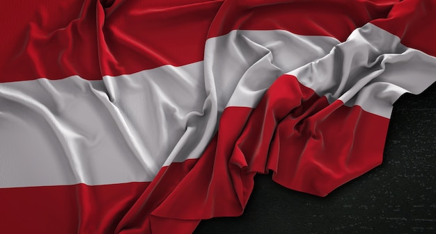 Austria Flag Wrinkled On Dark Background 3D Render