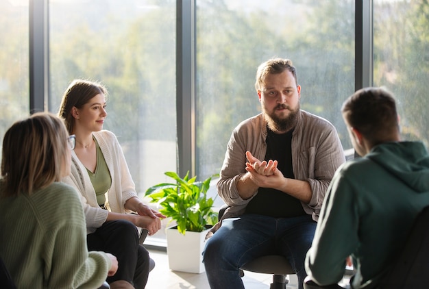 Free photo authentic group therapy meeting