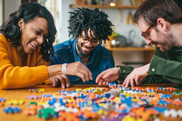 Foto gratuita consapevolezza della giornata dell'autismo rappresentata da persone diverse